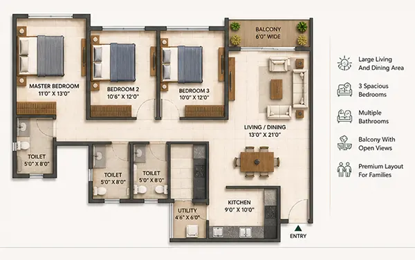 L & T Wagle Estate Project floor plan