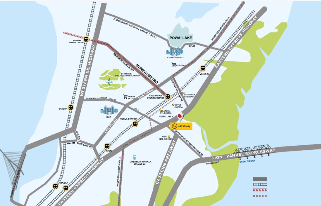 77 crossroads ghatkopar lnt realty Location Map