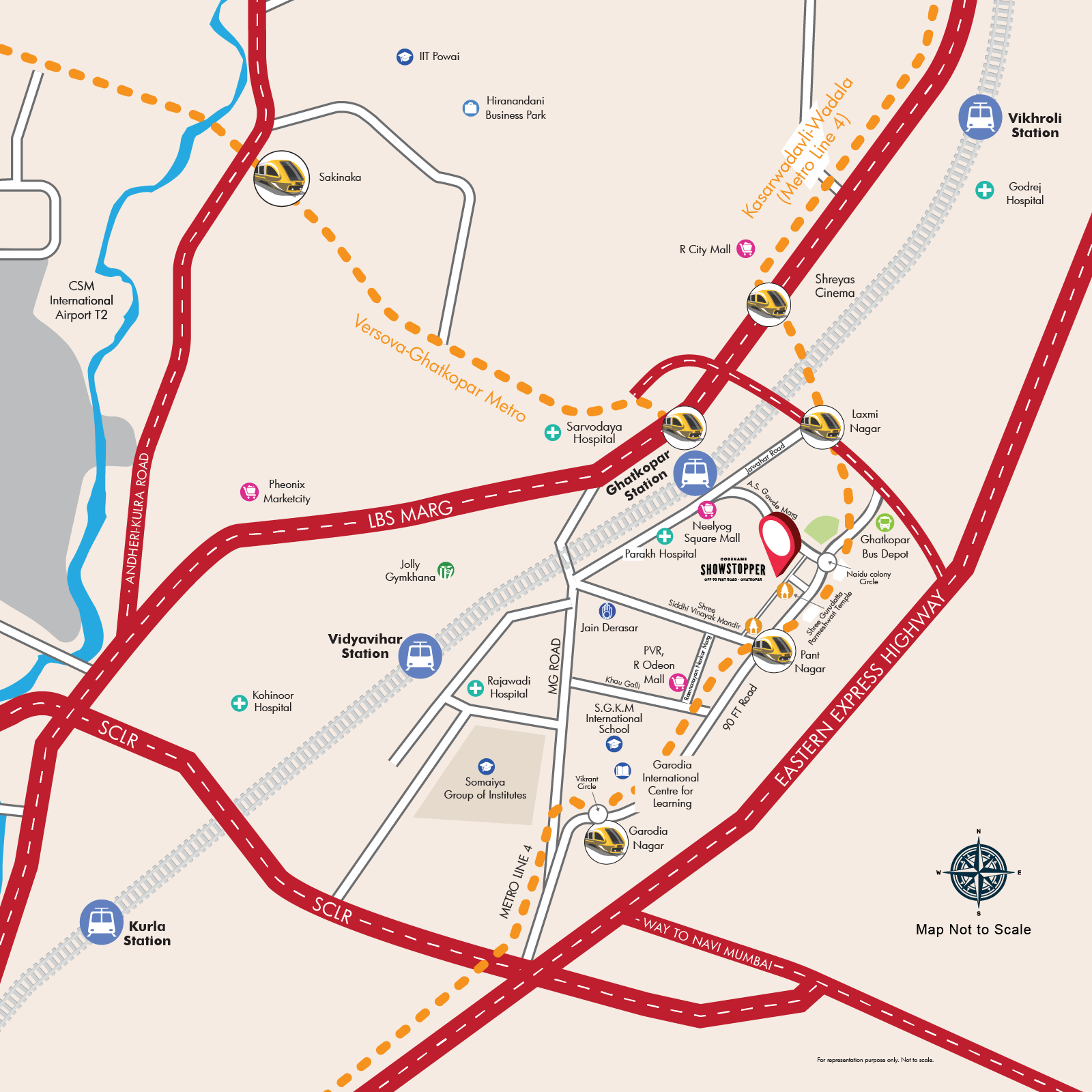 Ajmera Codename Showstopper Eden Ghatkopar East Location Map