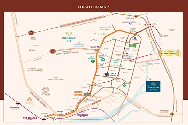 Pramukh Akshardham Kharghar location map Pramukh Akshardham Kharghar