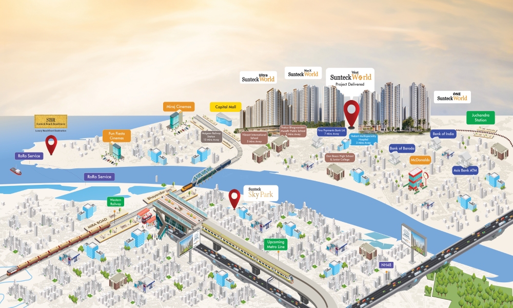 Sunteck One World Location Map