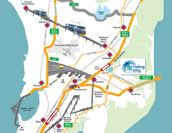 Hubtown Rising City Ghatkopar Location Map