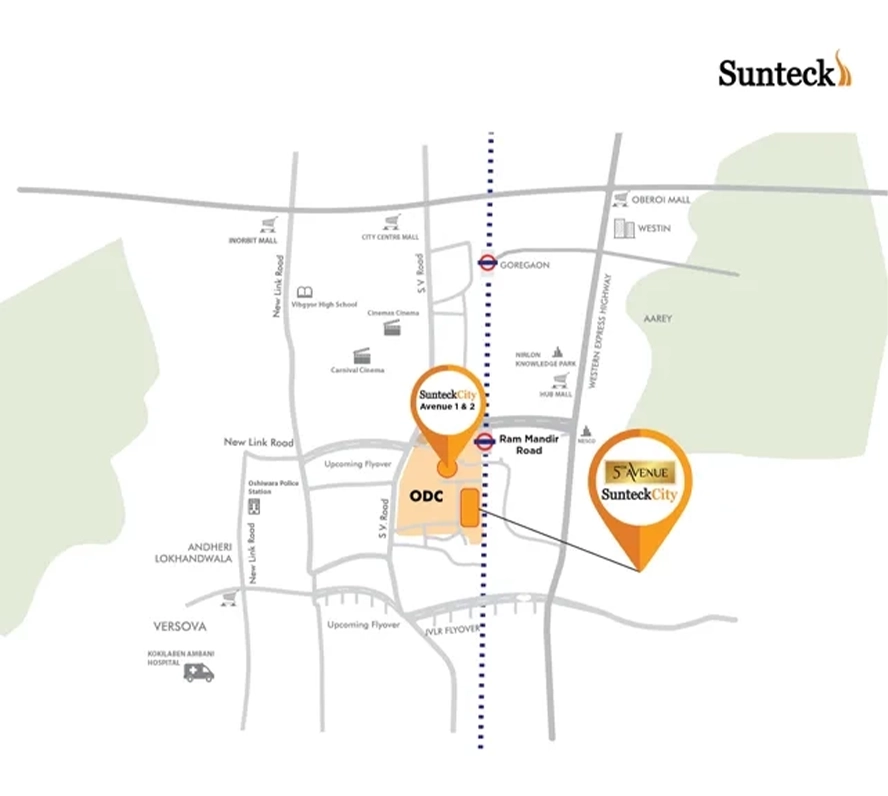 Sunteck 5th Avenue Location Map