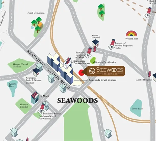 L&T West Square Seawoods Location Map