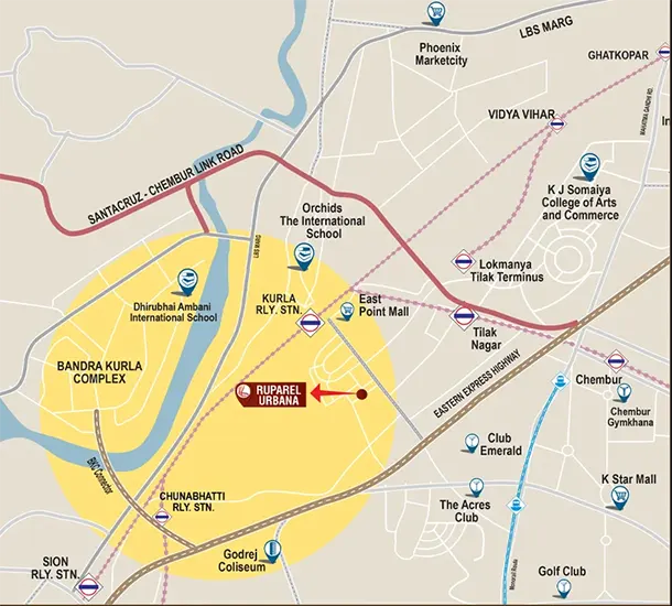 Ruparel Urbana Kurla East Location Map