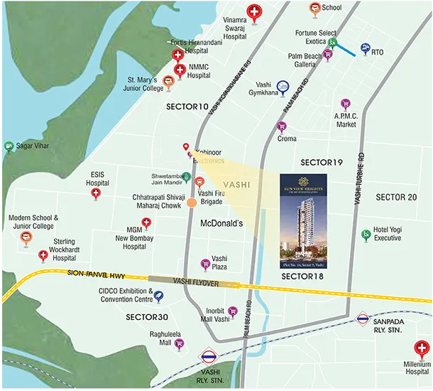 Sun View Heights Vashi Location Map
