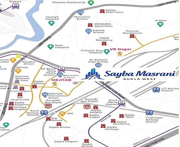 Sayba Masrani Kurla West Location Map