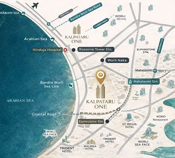 Kalpataru One Worli Location Map