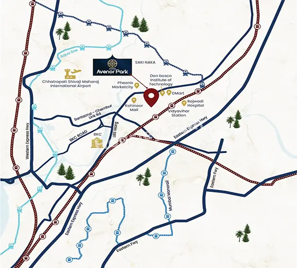 Kean Avenor Park Kurla Location Map