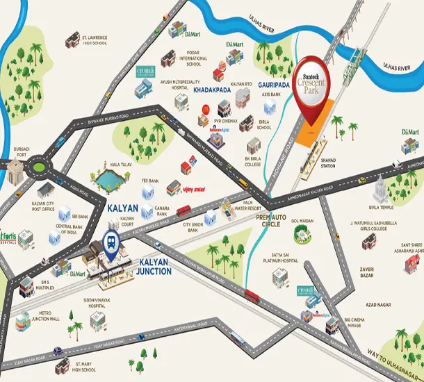 Sunteck Crescent Park Kalyan Harbour Location Map