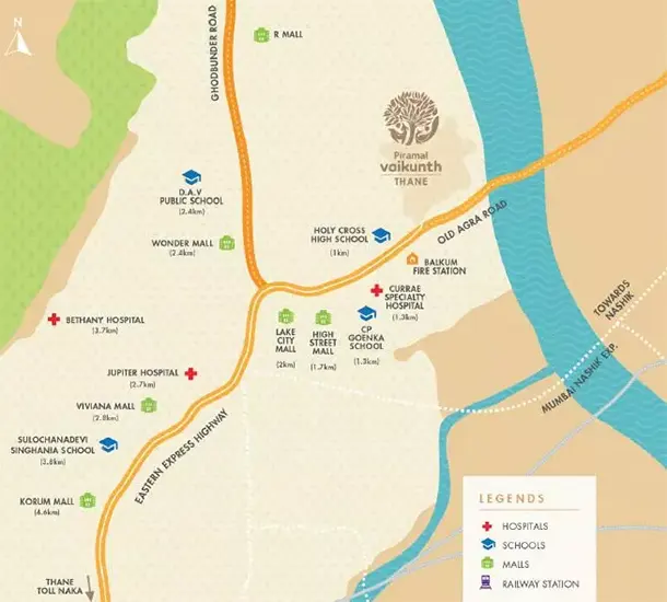 Piramal Vaikunth Thane Location Map