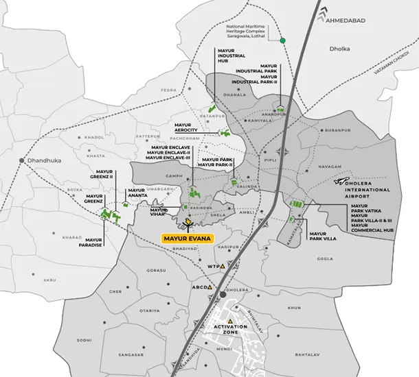 Mayur Evana Dholera Location Map