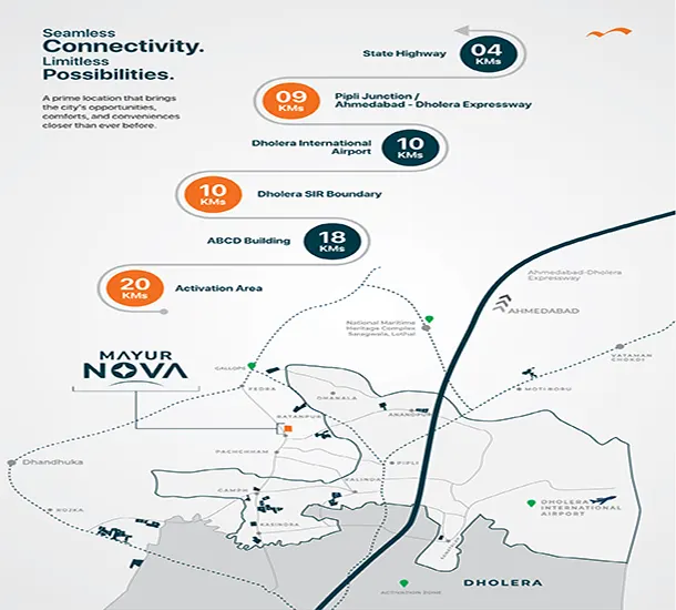 Mayur Nova Dholera Location Map