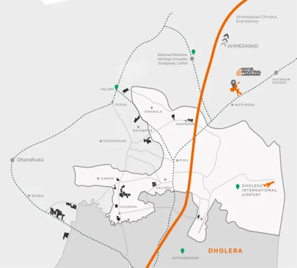 Mayur Industrial Landmark Dholera Location Map