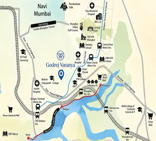 Godrej Varanya Phase 2 Kharghar Location Map