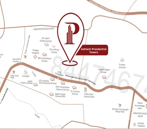 Ashtech Presidential Towers Location Map