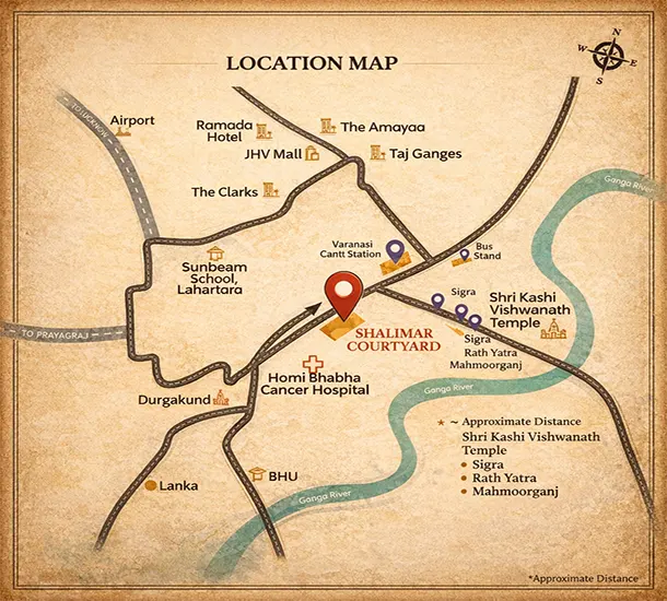 Shalimar Courtyard Varanasi Location Map