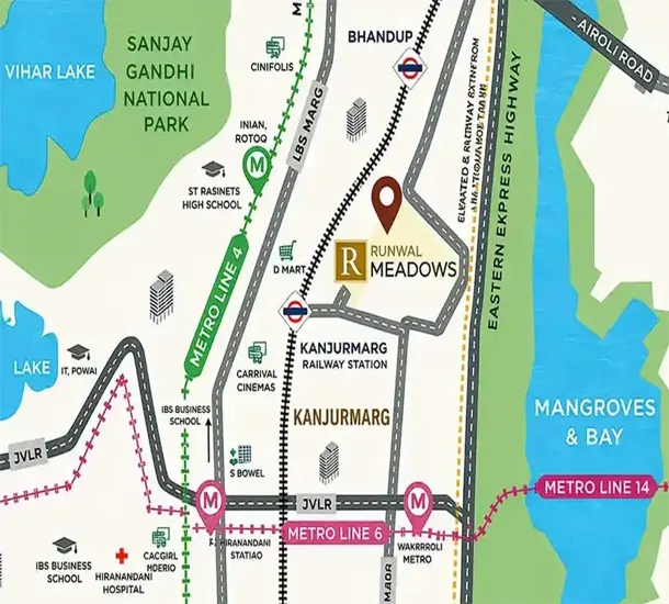 Runwal Meadows Kanjurmarg Location Map