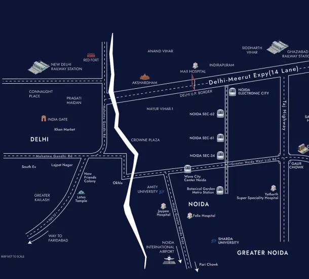Gaur NYC Empire Residences Location Map