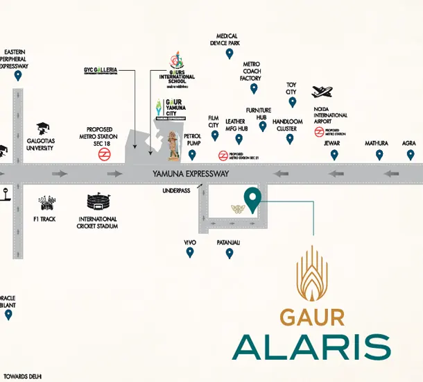Gaur Alaris Sector 22D Yamuna Expressway Location Map