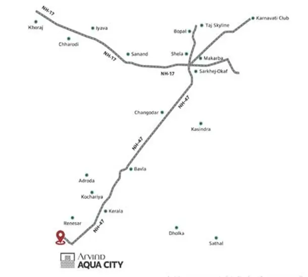 Arvind Aquacity Ahmedabad Plots Location Map