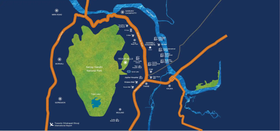 Godrej Exquisite Thane Location Map