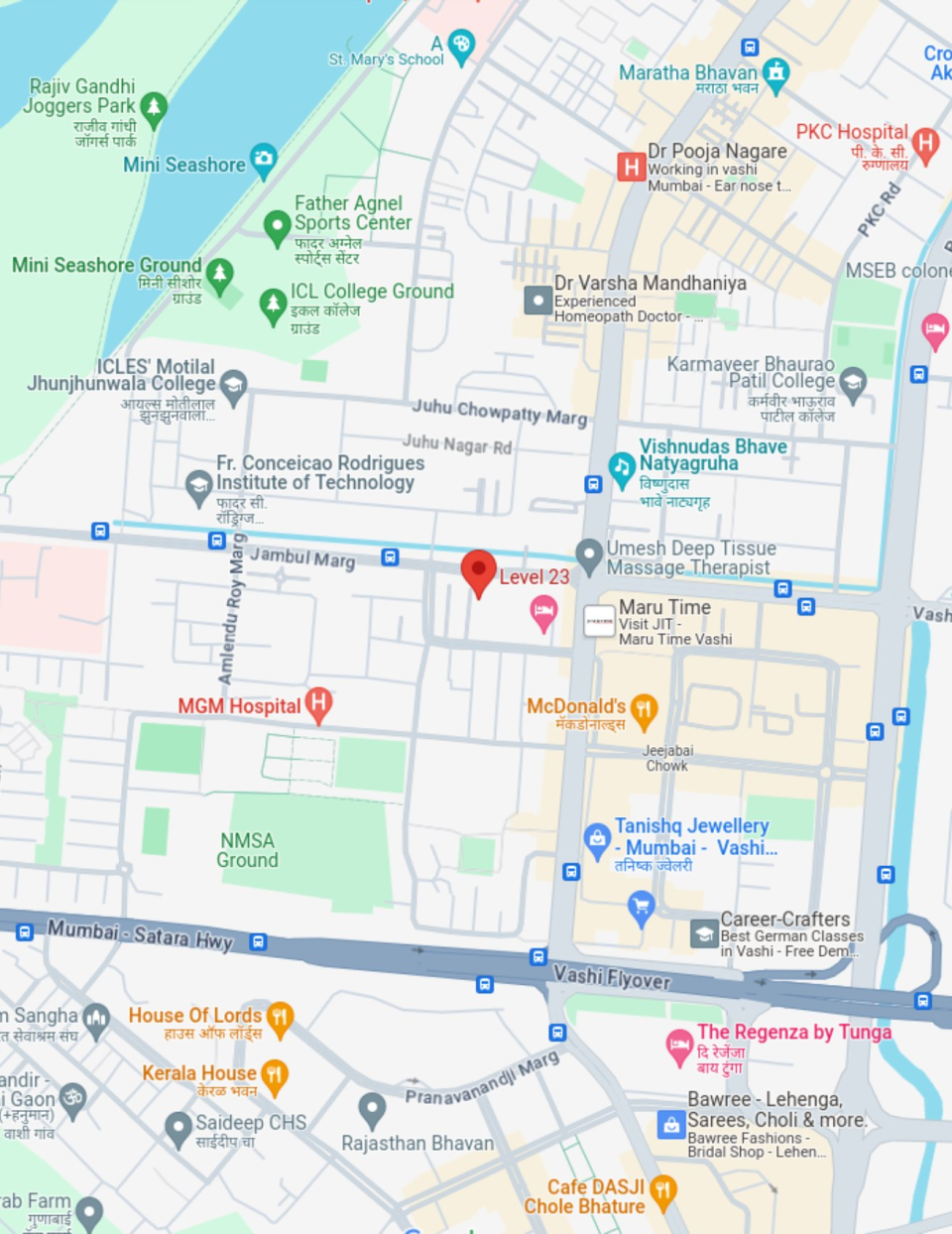 Akshar Stellar Offices Vashi Location Map