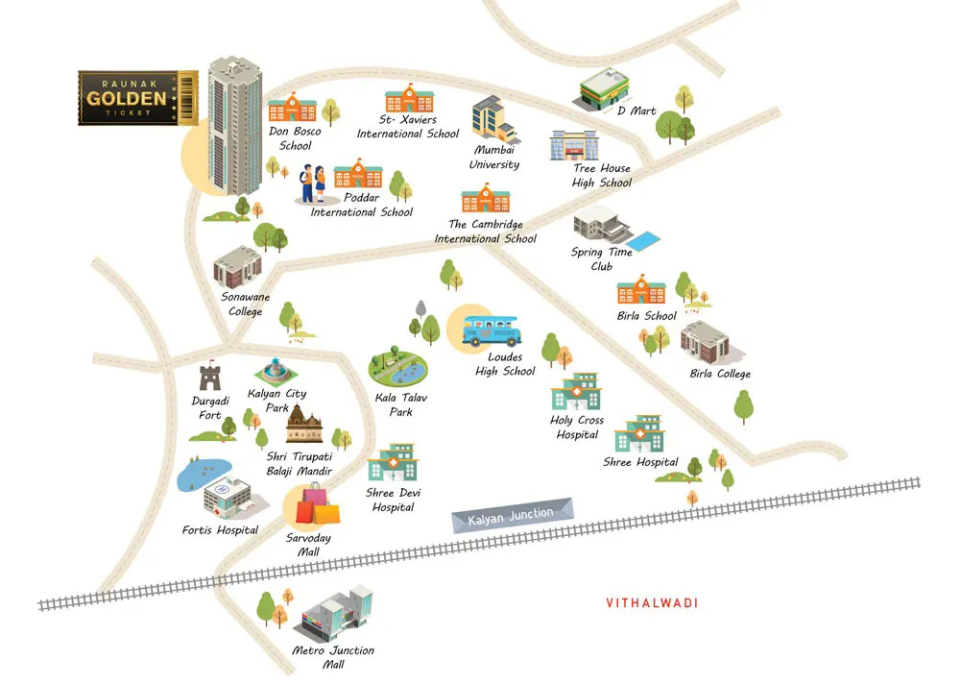 Raunak City Kalyan Location Map